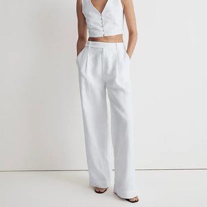 Madewell The Harlow Wide-Leg Pant in 100% Linen White Size 2/S
